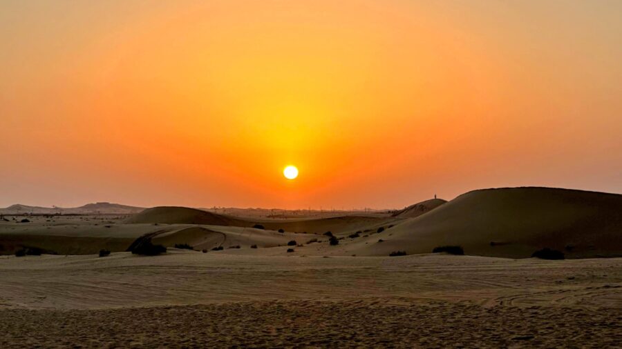 abu dhabi desert sunset view